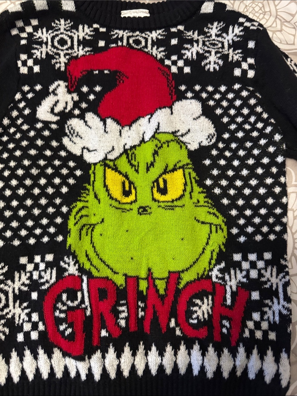 Grinch Kids Crewneck Holiday Sweater Size Small - Picture 3 of 6
